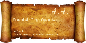 Andaházy Avarka névjegykártya